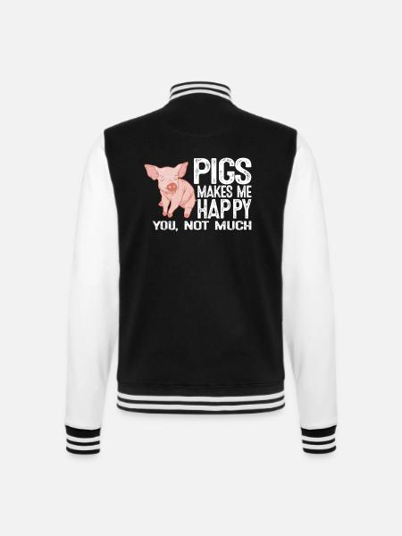 Schweine machen mich glücklich du nicht so sehr - College-Sweatjacke - Schwarz/Weiß
