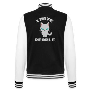 Ich hasse Menschen Katze Fun Shirt Hoodie Geschenk - College-Sweatjacke - Schwarz/Weiß - Hinten - Marisol (170cm)