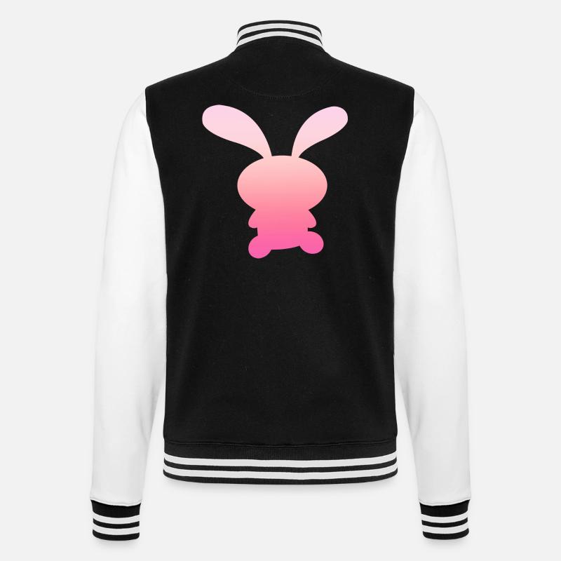Großer Pinker Hase Design/Logo - College-Sweatjacke - Schwarz/Weiß