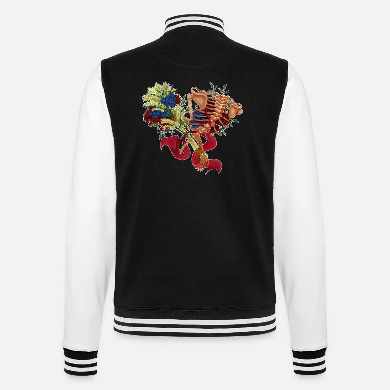 colonne vertébrale fleurie (bis) - Veste Teddy - noir/blanc