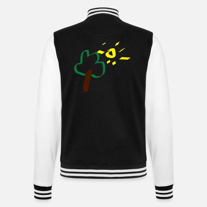 arbre soleil dessin cadeau bébé - Veste Teddy - noir/blanc