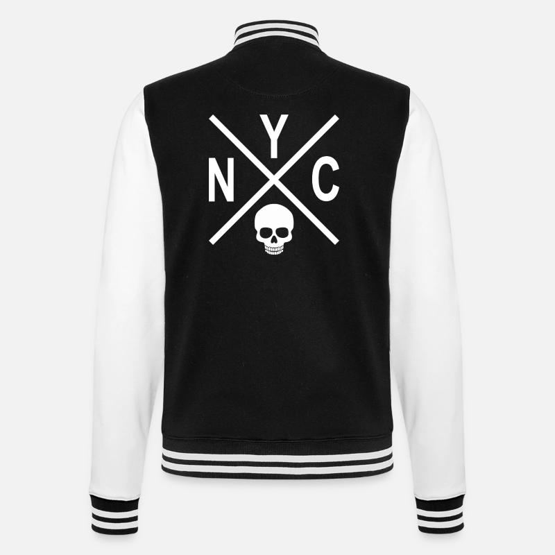 NYC Skull - College-Sweatjacke - Schwarz/Weiß