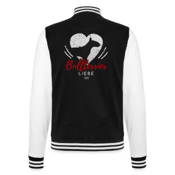 Bullterrier Liebe mit Herz - College-Sweatjacke - Schwarz/Weiß - Hinten - Marisol (170cm)