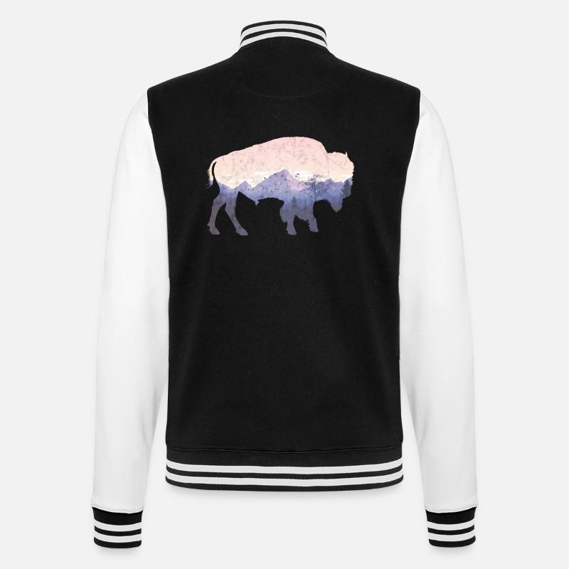 Bison utilisé look - Veste Teddy - noir/blanc