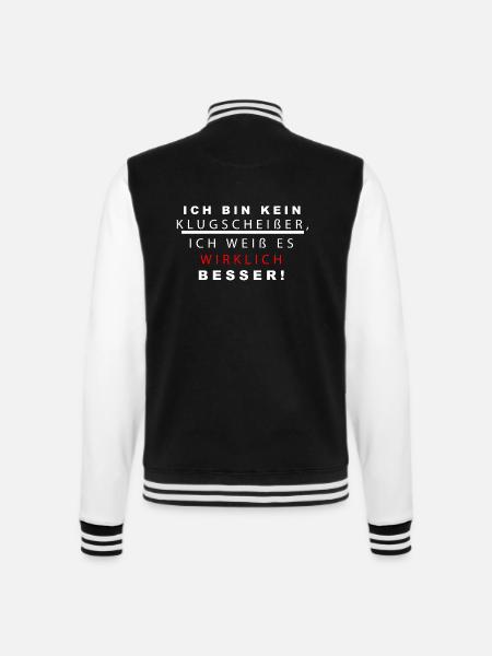 Besserwisser und Klugscheißer - College-Sweatjacke - Schwarz/Weiß