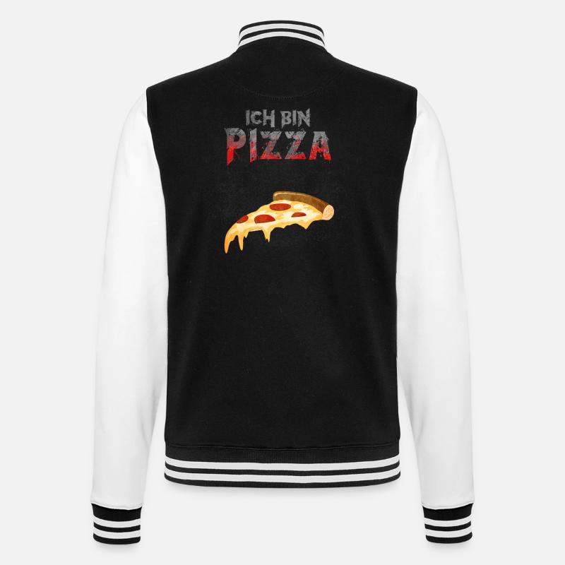 Ich bin Pizza - College-Sweatjacke - Schwarz/Weiß