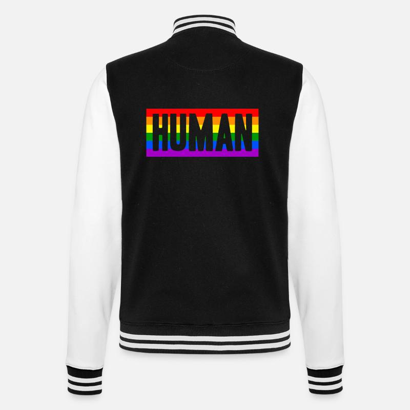 Human Mensch Regenbogen Geschenkidee - College-Sweatjacke - Schwarz/Weiß