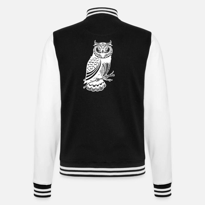 Hübsche Eule - College-Sweatjacke - Schwarz/Weiß