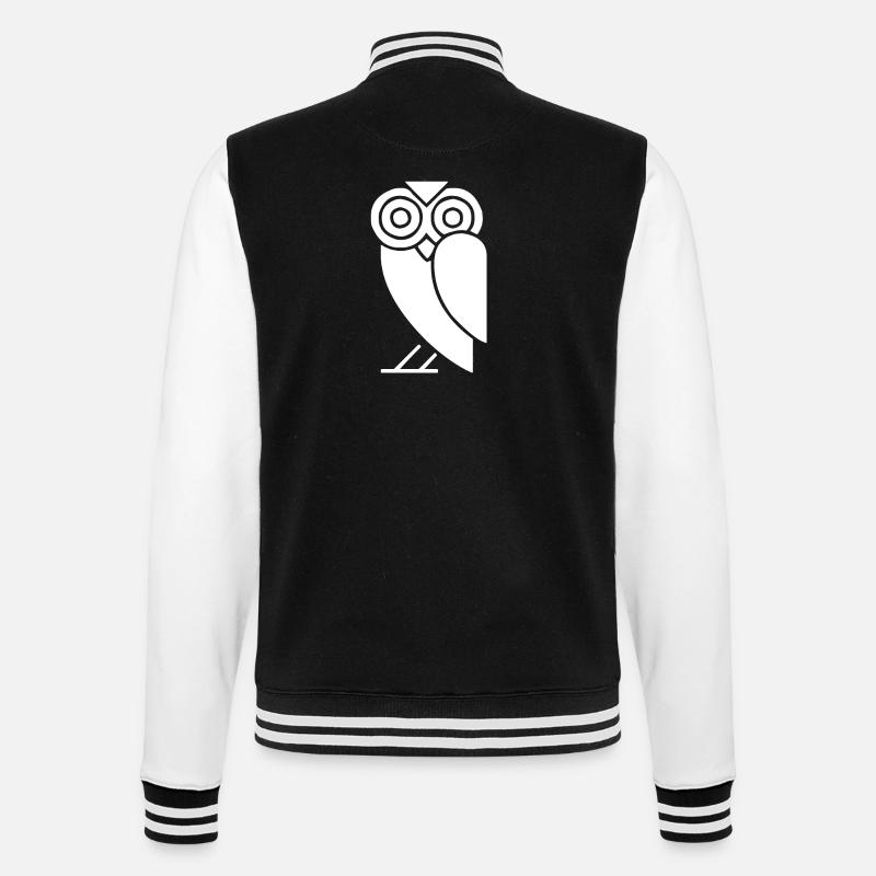 Comic Eule - College-Sweatjacke - Schwarz/Weiß