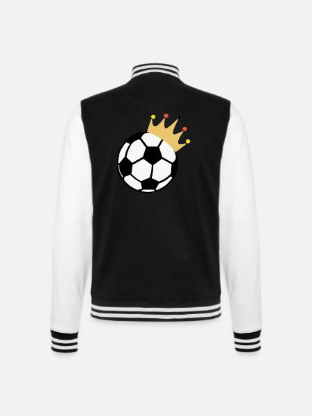 Fußball mit Krone in Deutschlandflaggenfarben - College-Sweatjacke - Schwarz/Weiß