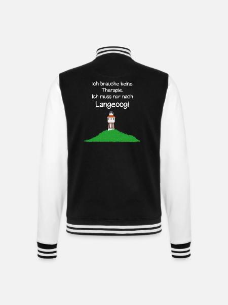 Ich muss nur nach Langeoog! - College-Sweatjacke - Schwarz/Weiß