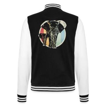 Colorful retro elephant - College Sweat Jacket - black/white - Back - Marisol (170cm)