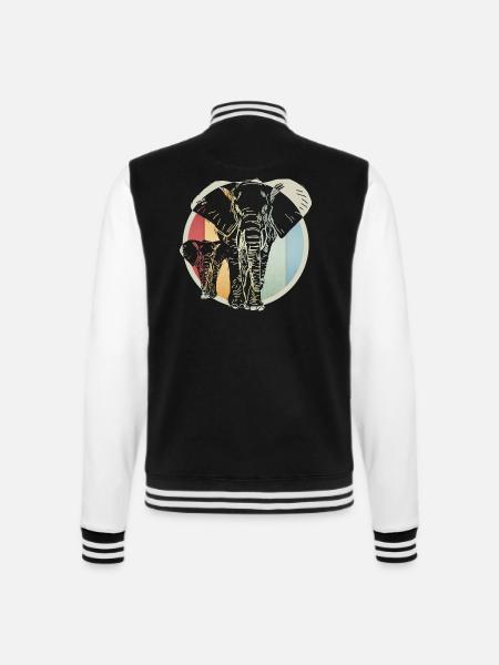 Bunter retro Elefant - College-Sweatjacke - Schwarz/Weiß