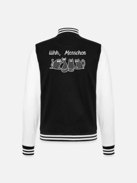 Lustige Katzen igitt Menschen Katze Geek Geschenk - College-Sweatjacke - Schwarz/Weiß