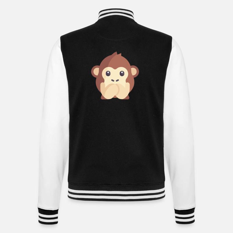 émoticône de singe mignon - Veste Teddy - noir/blanc