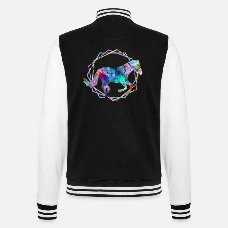 Pferd - College-Sweatjacke - Schwarz/Weiß