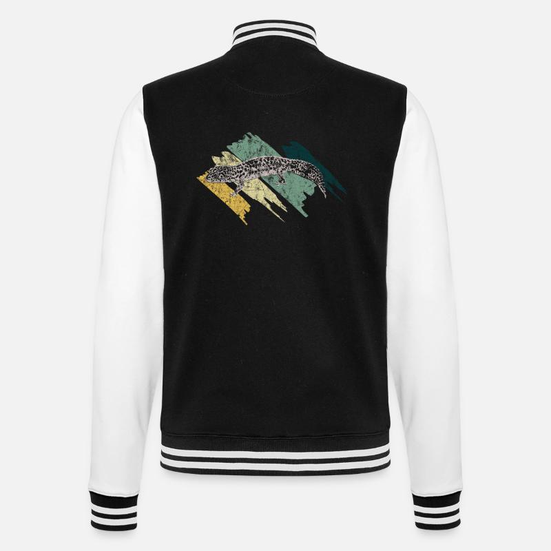 Gecko Echse Tier Geschenkidee - College-Sweatjacke - Schwarz/Weiß