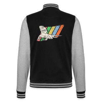 Haustier Retro - College-Sweatjacke - Schwarz/Grau meliert - Hinten - Marisol (170cm)