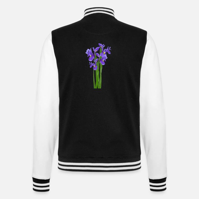 Fleurs Printemps Iris iris - Idée de cadeau - Veste Teddy - noir/blanc