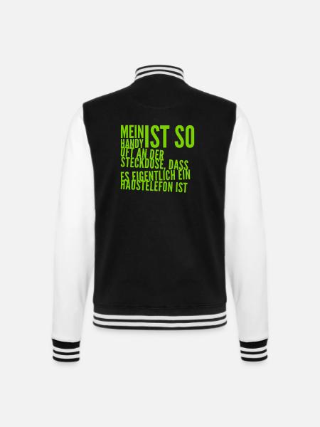 mein Handy ist oft an der Steckdose - College-Sweatjacke - Schwarz/Weiß