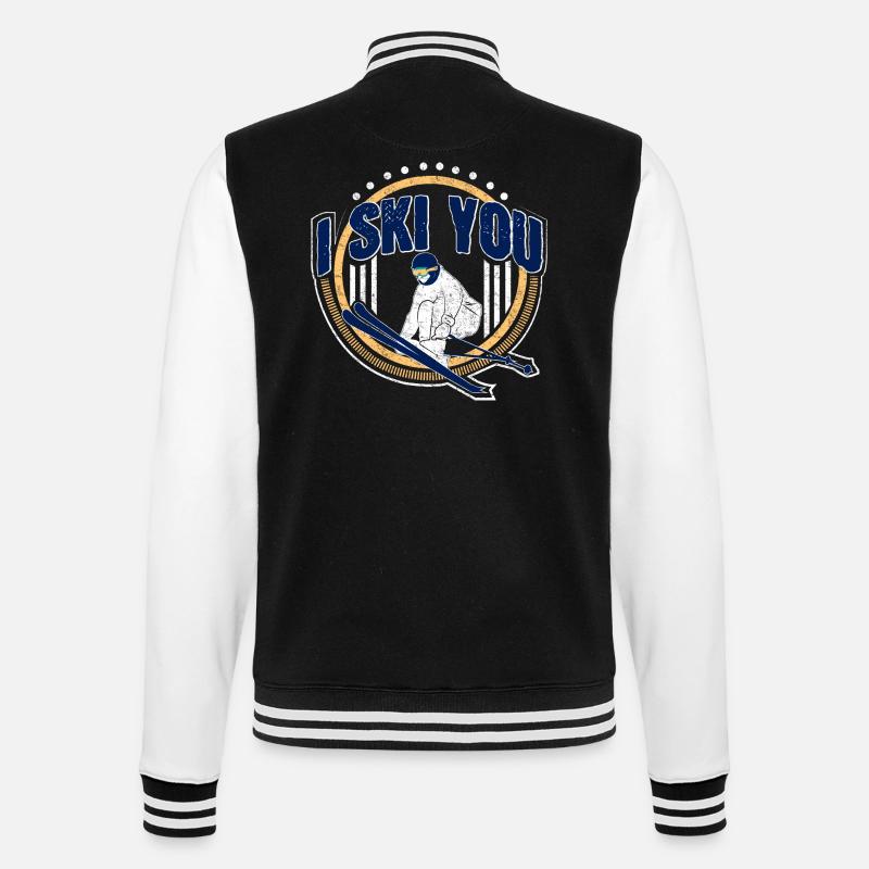 Skiing downhill teacher gift - College Sweat Jacket - black/white