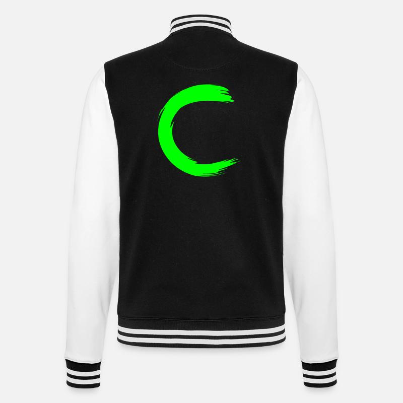 Letter C Initial letter Name - College Sweat Jacket - black/white