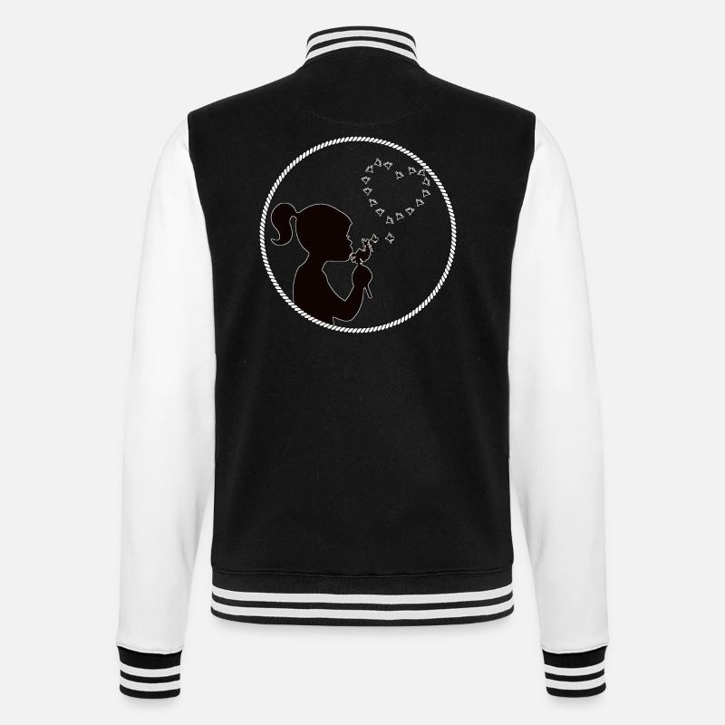mädchen pusteblume herz - College-Sweatjacke - Schwarz/Weiß