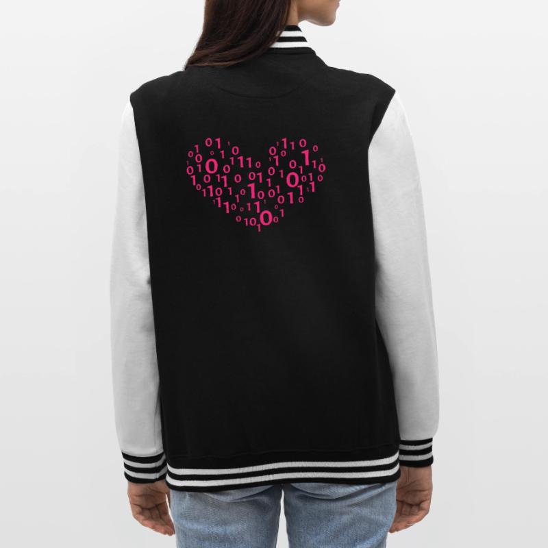 Heart Binary Coding Computer Science Gift College Sweat Jacket