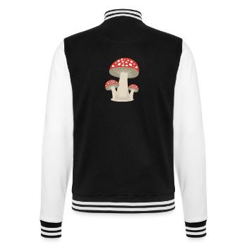 Mushroom lucky guy forest gift idea - College Sweat Jacket - black/white - Back - Marisol (170cm)