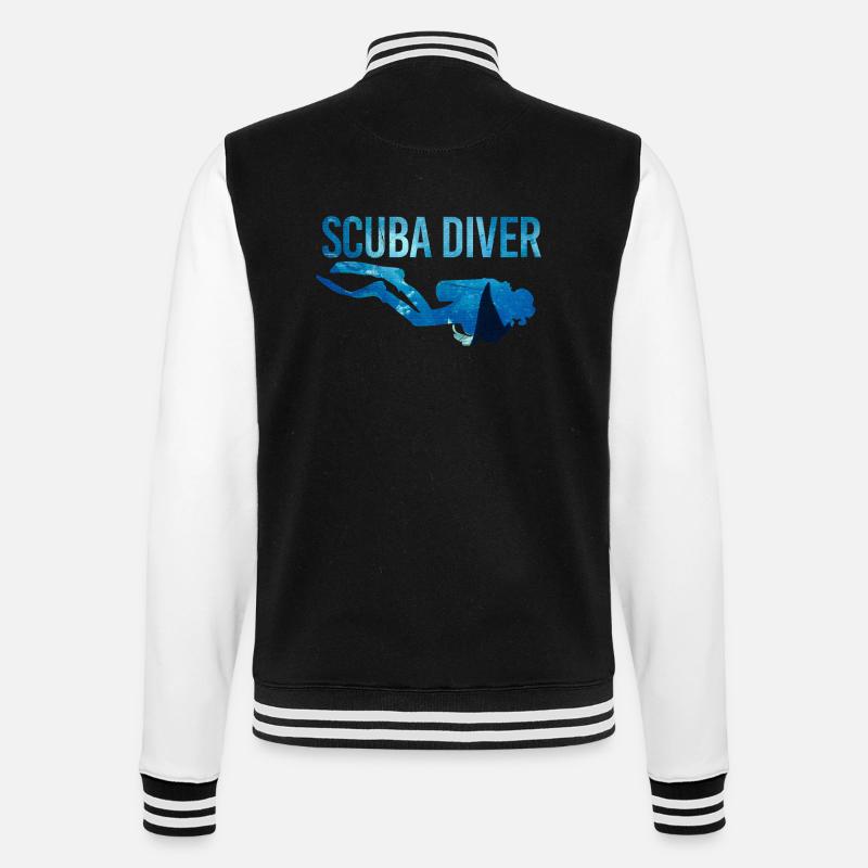 Double Exposure Tauchen Scuba Diver Geschenkidee - College-Sweatjacke - Schwarz/Weiß