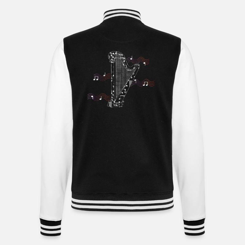 Harp String Instrument Musical - College Sweat Jacket - black/white