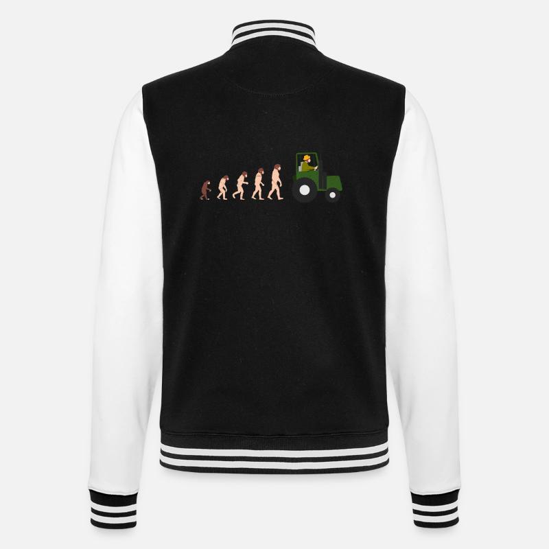 Evolution Bauer Lustige Geschenkidee - College-Sweatjacke - Schwarz/Weiß