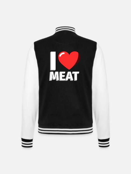 I Love Meat Meat - Illustration - College-Sweatjacke - Schwarz/Weiß