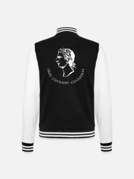wer bewacht die wächter latein weiss - College-Sweatjacke - Schwarz/Weiß