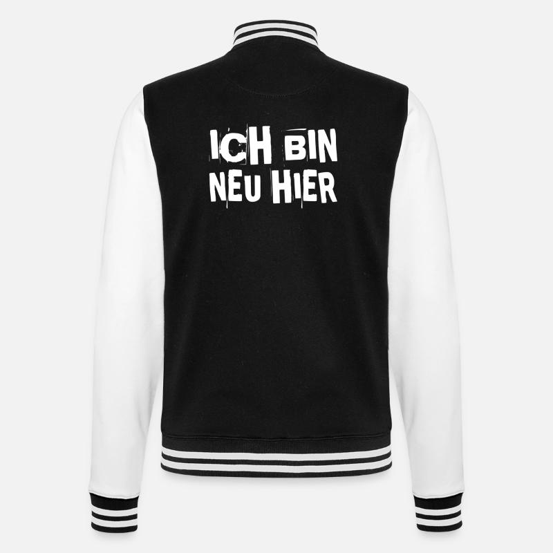 hier bin ich neu - College-Sweatjacke - Schwarz/Weiß