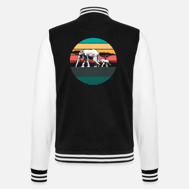 Elefant Geschenk - College-Sweatjacke - Schwarz/Weiß