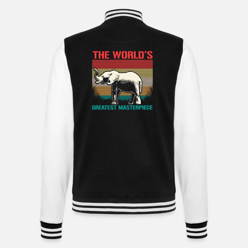 Elefant Rüssel Geschenk - College-Sweatjacke - Schwarz/Weiß