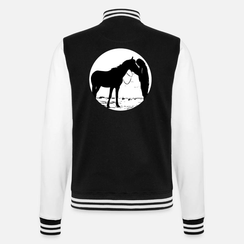 Pferd - College-Sweatjacke - Schwarz/Weiß