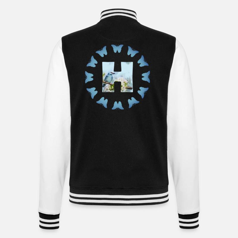 fleurs oiseaux bleus h - Veste Teddy - noir/blanc