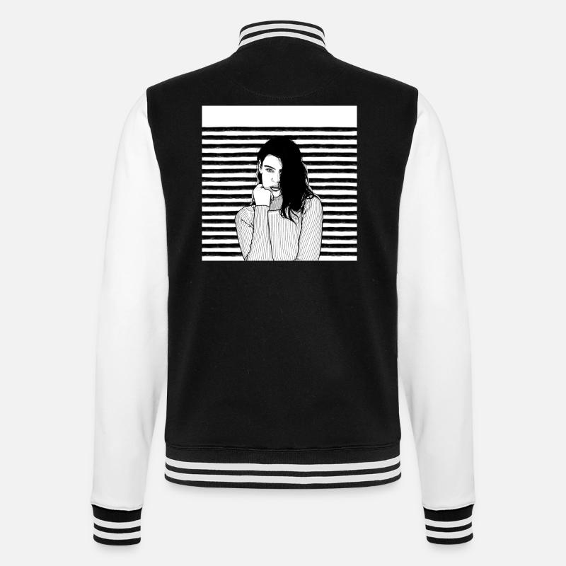Stripes Black White - College Sweat Jacket - black/white