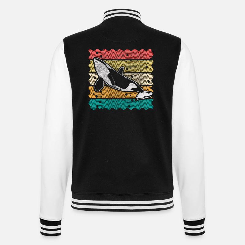 Orca Wal Weltmeer Geschenkidee - College-Sweatjacke - Schwarz/Weiß