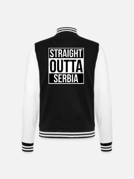 Straight Outta Serbia - College-Sweatjacke - Schwarz/Weiß