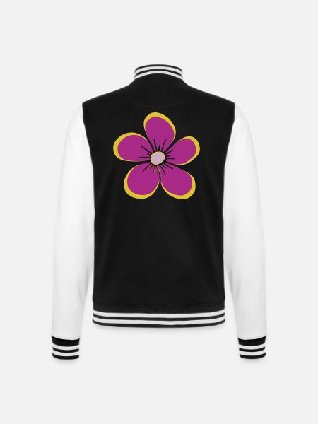 violette Blume, Blüte, floral, Blumenmotiv, blumig - College-Sweatjacke - Schwarz/Weiß