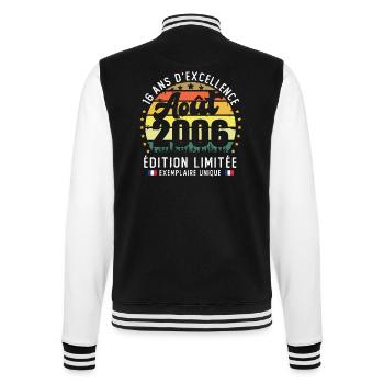16 Ans Anniversaire Vintage Né en Août 2006 - Veste Teddy - noir/blanc - Dos - Marisol (170cm)