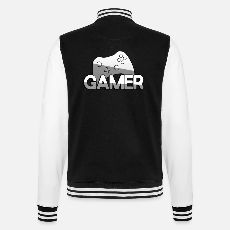 GAMER + Controller - Gaming - College-Sweatjacke - Schwarz/Weiß