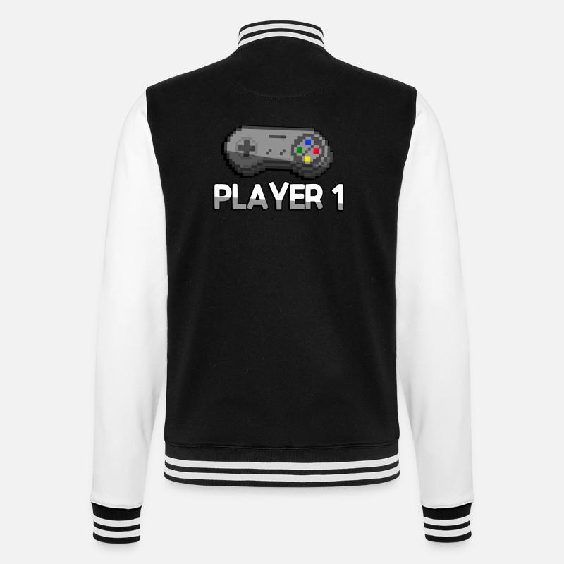 PLAYER 1 + SNES Controller - Gaming - College-Sweatjacke - Schwarz/Weiß