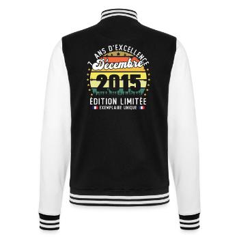 7 Ans Anniversaire Vintage Né en Décembre 2015 - Veste Teddy - noir/blanc - Dos - Marisol (170cm)