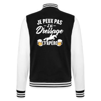 Je peux pas j'ai dressage et apéro - Veste Teddy - noir/blanc - Dos - Marisol (170cm)