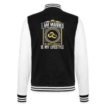 Ehe Ehefrau Liebe Geschenk - College-Sweatjacke - Schwarz/Weiß - Hinten - Marisol (170cm)