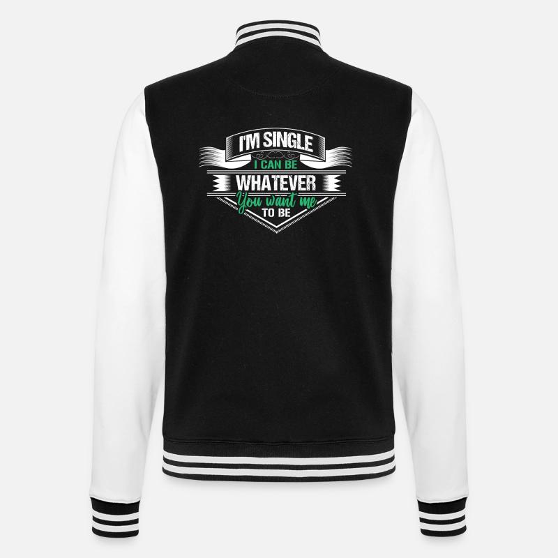 Single Solo Beziehung Geschenkidee - College-Sweatjacke - Schwarz/Weiß